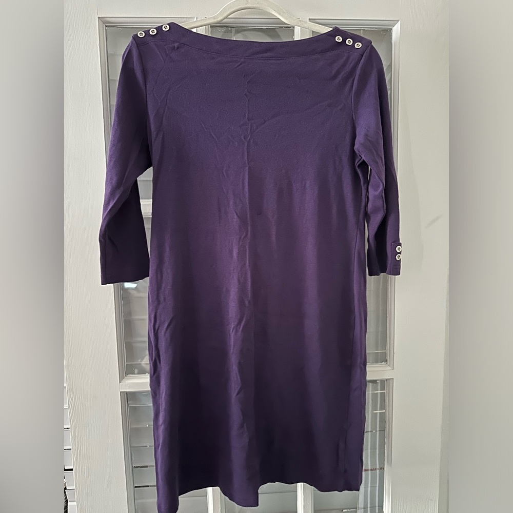 KAREN SCOTT Sport‎ Women’s M Petite Purple 3/4 Sleeve Shift Dress | SKU 0771